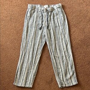 Striped Linen Blend Pants